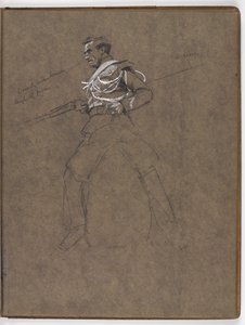 Studie för oljemålningen av William Barns Wollen, ?Flaggan: Albuhera, 16 maj 1811? av William Barnes Wollen