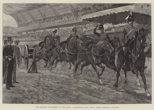 Militärturneringen i Royal Agricultural Hall, Royal Horse Artillery galopperar