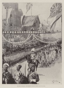 Den kungliga processionen, Hennes Majestäts vagn passerar längs Pall Mall av William Barnes Wollen