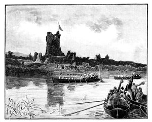 Den kungliga turnén i Irland, besök på Ross Castle, Killarney, 1887 av William Barnes Wollen