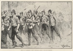 Trupper vid Aldershot, Heavy Marching Order i det varma vädret av William Barnes Wollen