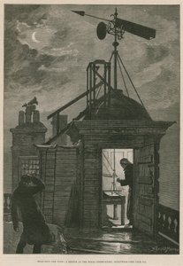 Mätning av vinden; En skiss vid Royal Observatory, Greenwich (gravyr) av William Bazett Murray