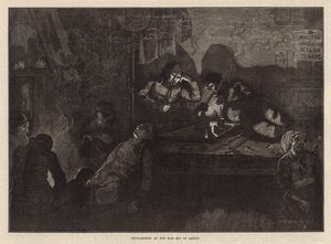 Opiumrökning i East End of London (gravyr) av William Bazett Murray