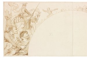 Skiss för väggmålning i Wallington Hall (kroppsfärg) av William Bell Scott
