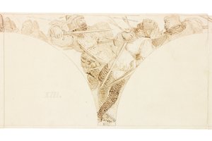 Skiss till väggmålning i Wallington Hall (bodycolour) av William Bell Scott