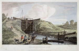 Dudgrove dubbelsluss ovanför Lechlade, Thames och Severn Canal, 1814