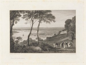 Plymouth Dock, från Mount Edgecumbe av William Bernard Cooke