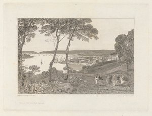 Plymouth Dock från Mount Edgecumbe av William Bernard Cooke