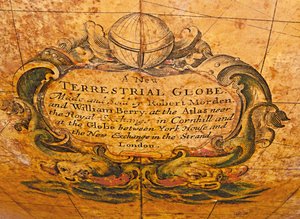 Tidig engelsk jordglob, ca 1673