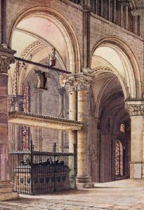 Edward den svarte prinsens grav i Trinity Chapel, Canterbury Cathedral (färglitografi) av William Biscombe Gardner