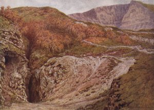Odin Mine och Mam Tor, nära Castleton (färg litho)