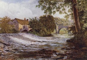 På Derwent, Baslow (färg litho) av William Biscombe Gardner