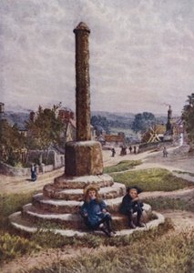 The Old Cross, Great Longstone (färg litho)