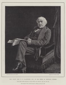 Rätten hedersvärd W E Gladstone, MP, i sitt rum på Downing Street av William Biscombe Gardner