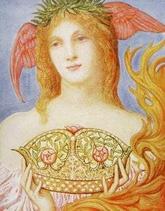 Fredens krona (färg litho) av William Blake (after) Richmond