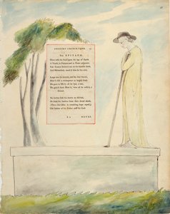 A Shepherd Reading the Epitaph, från Elegy Written in a Churchyard, från "The Poems of Thomas Gray", publicerad 1797-98 (akvarell och svart bläck på papper) av William Blake