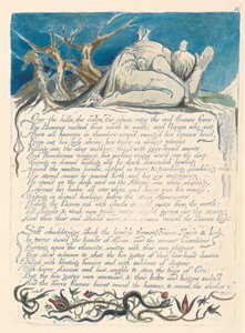 Amerika. En profetia, Platta 18, över Hills.... av William Blake