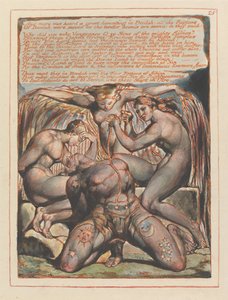 ”Och ett stort klagande hördes i Beulah...”; slutvinjett till kapitel 1 (plansch 25) av William Blake