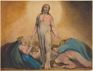 Kristus framträder för sina lärjungar efter uppståndelsen, ca 1795 (tryck med akvarell och tempera) av William Blake