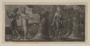 Colinet mocked by Two Boys, från Thorntons Pastorals of Virgil, 1821. av William Blake
