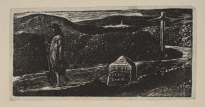 Colinets Journey, Milestone Marked LXII Miles to London, från Thorntons Pastorals of V..., 1821. av William Blake
