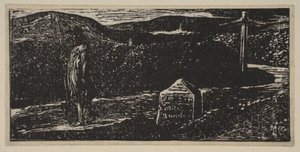 Colinets Journey: Milestone Marked LXII Miles to London, from Thorntons Pastorals of V..., 1821. av William Blake
