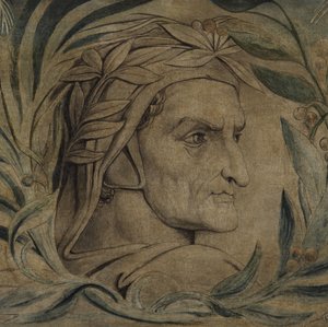 Dante Alighieri, ca 1800-03 (penna och bläck med tempera på duk) av William Blake