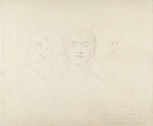 Fem visionære kvinders hoveder, ca. 1820 (grafit på papir) swed av William Blake