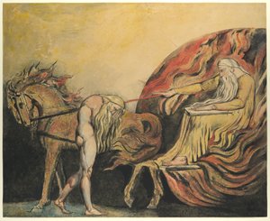 God Judging Adam, c.1795 (färgad etsning med penna, bläck och akvarell) av William Blake