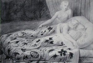 Har och Heva sover med Mnetha som vaktar dem, illustration från 
