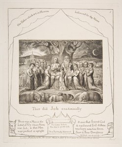 Job och hans familj, från illustrationer av Jobs bok, 1825-26. av William Blake