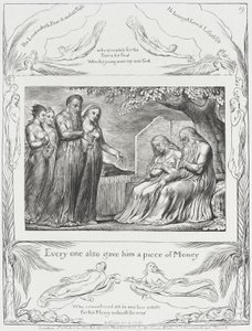 Job och hans hustru tar emot allmosor av William Blake