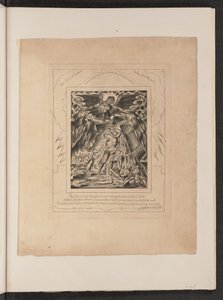 Jobs söner och döttrar överväldigade av Satan, 1825. av William Blake