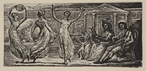Menalcus Watching Women Dance, från Thorntons Pastorals of Virgil, 1821. av William Blake