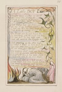 P.124-1950.pt53 A Little Boy Lost: skylt 53 från Songs of Innocence and of Experience (kopia R) c.1802-08 (etsning, bläck och wc) av William Blake
