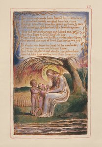 P.125-1950.pt10 The Little Black Boy (forts.): plåt 10 från Songs of Innocence and of Experience (kopia AA) c.1815-26 (etsning, bläck och wc) av William Blake