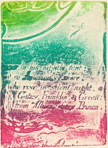 Återstrike från fragment av annullerad plåt för A Prophecy, 1793. av William Blake