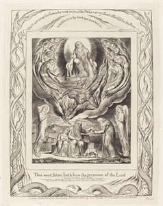 Satan går ut från Herrens närvaro, 1825. av William Blake