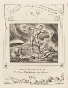 Satan slår jobb med bölder av William Blake