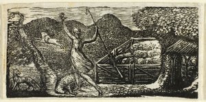 Shepherd Chases Away Wolf, från The Pastorals of Virgil av William Blake