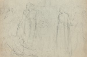 Skiss av en svärdsman som står över sin besegrade motståndare [verso] av William Blake