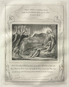 Jobs bok: nr 7, Och när de hade lyft upp sina ögon på avstånd och inte kände honom..., 1825. av William Blake