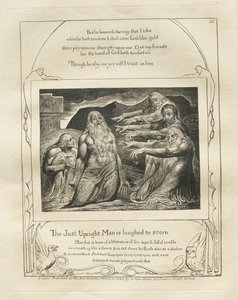 Jobs bok: Pl. 10, Den rättfärdiga mannen skrattas till förakt, 1825. av William Blake