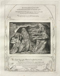 Jobs bok: Pl. 10, The Just Upright Man utskrattas till förakt av William Blake