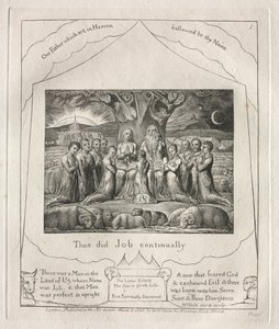 Jobs bok: Pl. 1, Så gjorde Job ständigt, 1825. av William Blake