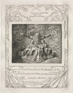 Jobs bok: Pl. 20, Det fanns inte kvinnor som var vackra som Jobs döttrar, 1825. av William Blake