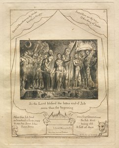 Jobs bok: Pl. 21, Så Herren välsignade Jobs senare ände mer än början, 1825. av William Blake