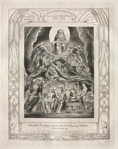 Jobs bok: Pl. 2, När den Allsmäktige ännu var med mig, När mina barn..., 1825. av William Blake