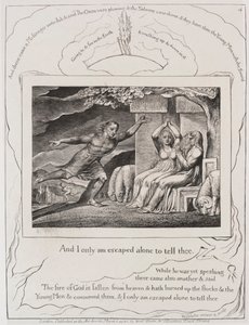 Jobs bok: Pl. 4, och jag är bara ensam för att berätta för dig, 1825. av William Blake