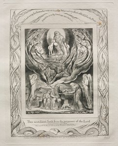 Jobs bok: Pl. 5, Då gick Satan ut från Herrens närvaro av William Blake